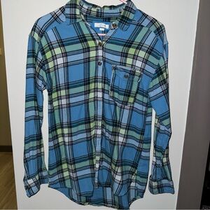 Aerie Pocket front long length button up flannel